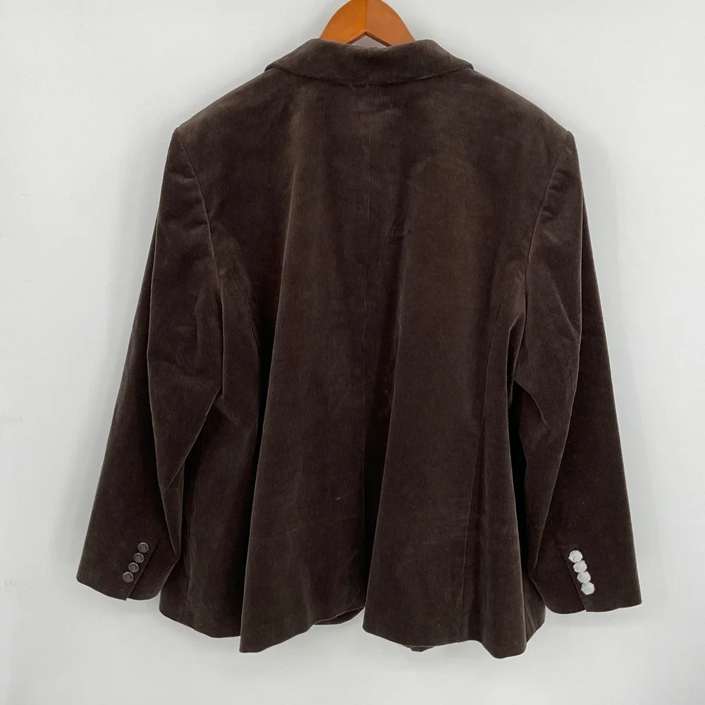 Lauren Ralph Lauren Women Brown Corduroy Blazer Jacket Crest Button Size 22W - Picture 11 of 12